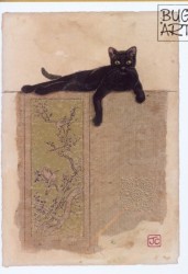 Black Cat resting - přání (D122)