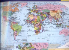 Svět - politická a  fyzická mapa 1: 85 000 000