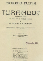 Turandot klavírní výtah italsky