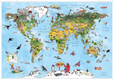 Ilustrovaná mapa světa pro malé cestovatele - plakát
