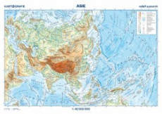Asie – státy a území, reliéf a povrch, příruční, 1 : 42 500 000