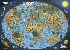 Kreslená mapa světa - Puzzle (1000 dílků)