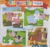 4x puzzle - Pig, sheep, cow, horse