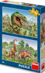 Puzzle 2x48 - Souboj dinosaurů